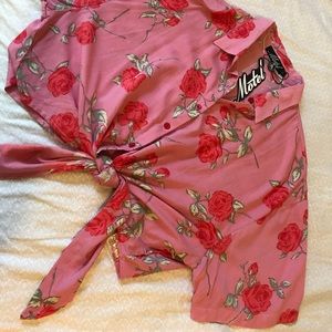 F21 Motel Pink Rose Crop Top